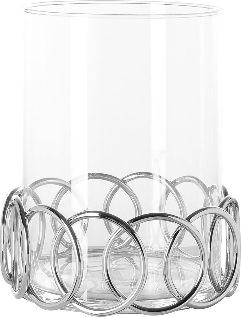 Fink JUWEL, Windlicht mit Glas, Edelstahl , vernickelt, Glas, glatt, silberfarben, L. 23.5 cm, B. 23.5 cm, H. 28.5 cm, D. 23.5 cm 146330