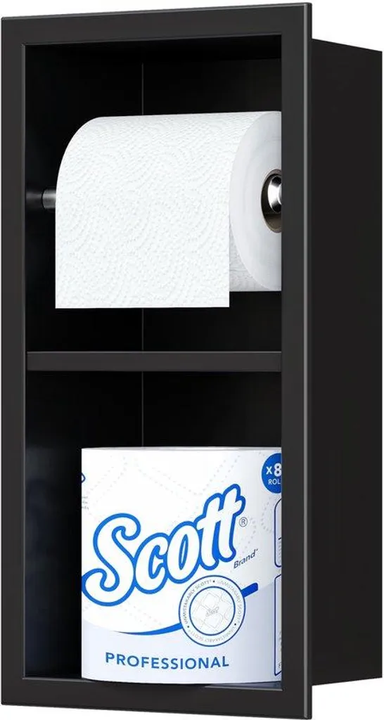 Dévidoir papier WC avec tablette de rangement en inox noir - Série Loft HT