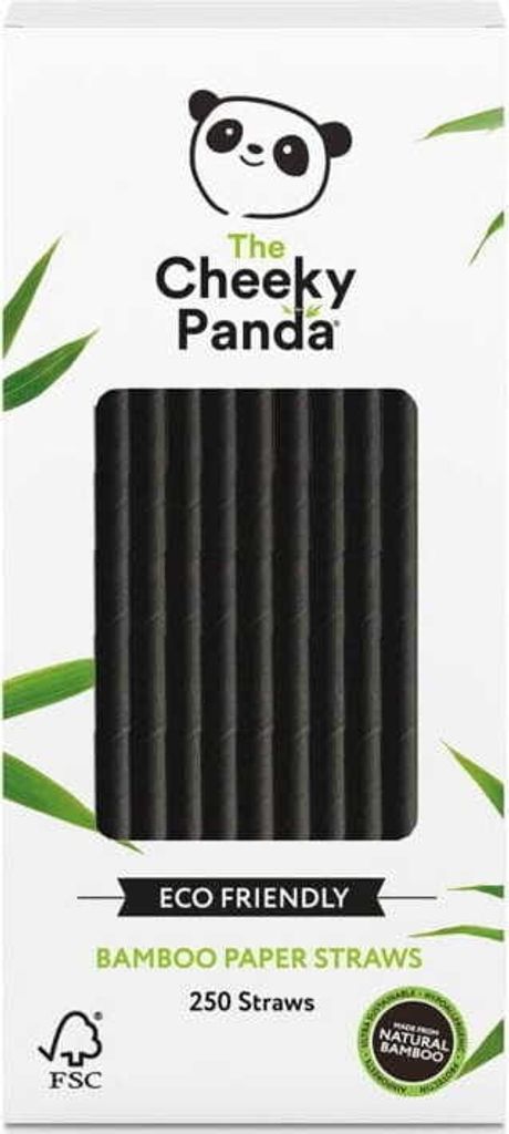 BAMBUS STROHHALME EINWEG SCHWARZE 250 Stück - CHEEKY PANDA Produktbild 