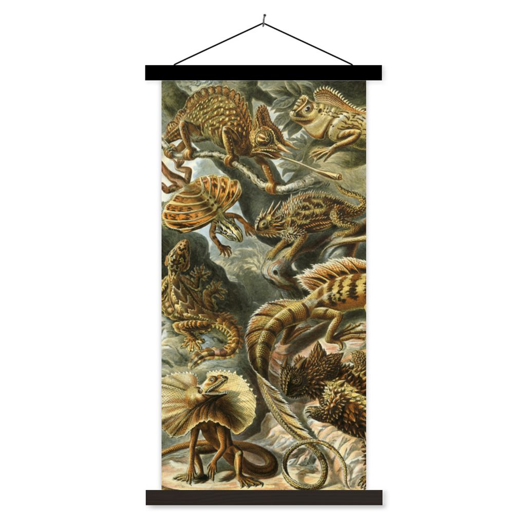 MuchoWow Textilposter Lacertilia - Alte Meister - Kunst 40x80 cm mit schwarzem Rahmen - Wandemalerei