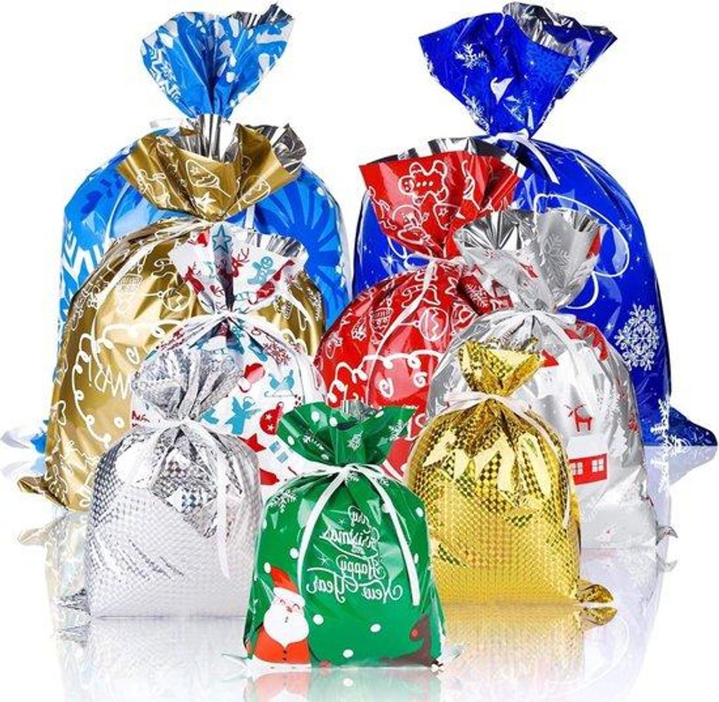 32 Stück Weihnachts-Geschenkbeutel – 9 Designs mit Schleifenclips für die Weihnachtsfeier