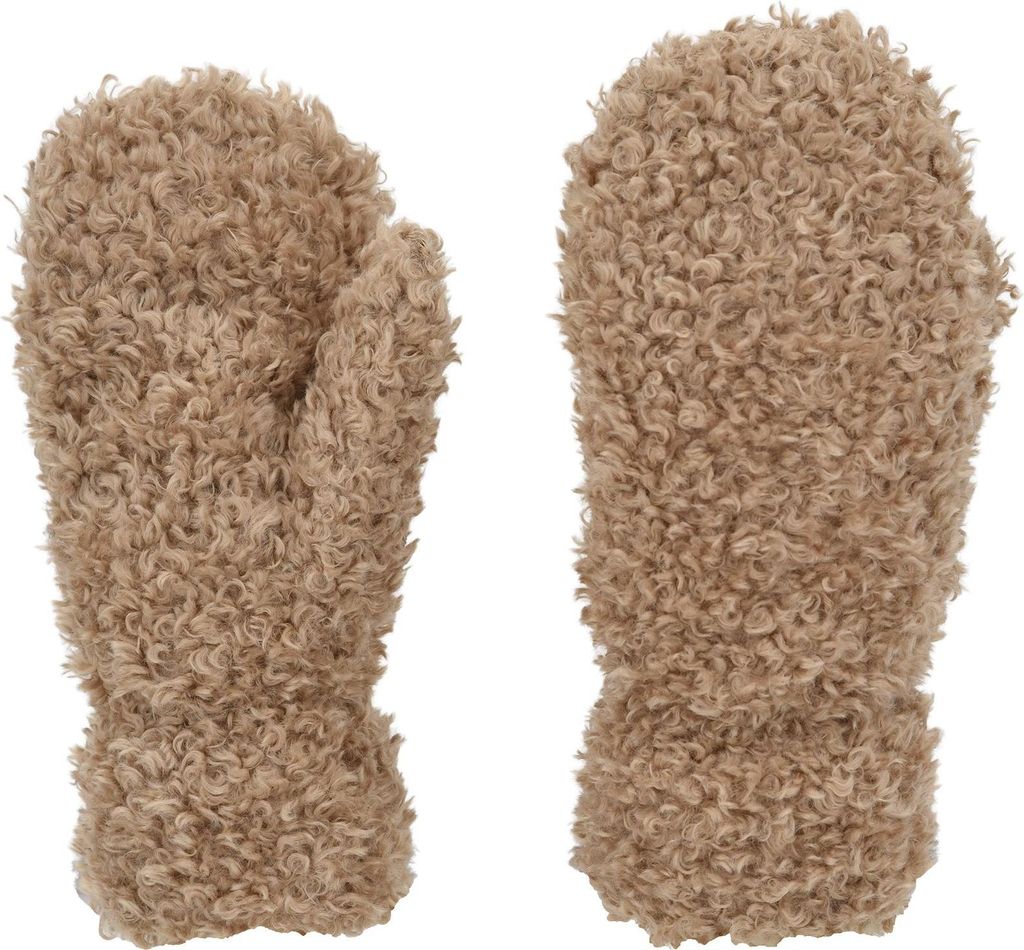 styleBREAKER Damen Teddy Fäustlinge mit Fleece Futter | Kuschelige Winter Fausthandschuhe Einfarbig mit Gummibund | Warme Kunstfell Fake Fur Hands...