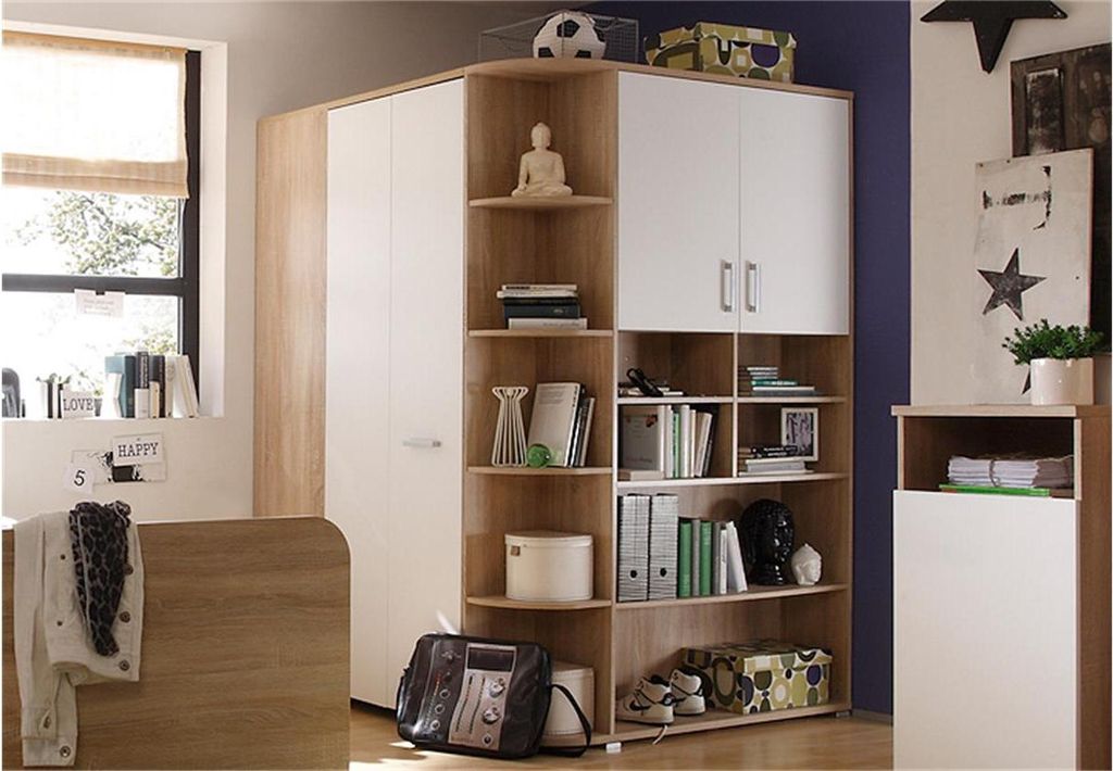 Begehbarer Eckschrank Corner Sonoma Eiche Weiß Produktbild 