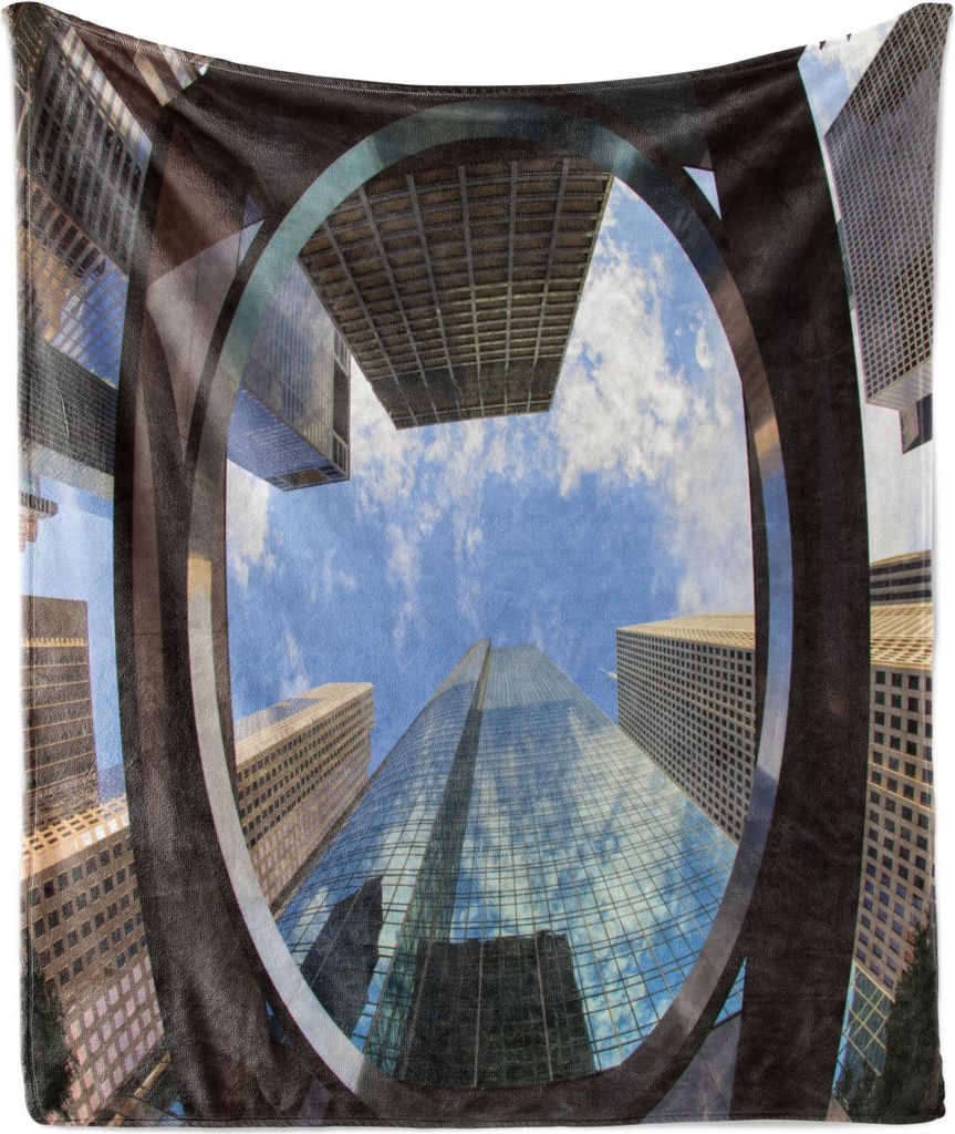 ABAKUHAUS Die Architektur Weich Flanell Fleece Decke, Real Life Bottom Bild von hohen Wolkenkratzer in Downtown Houston Texas, 175 x 230 cm, Mehrfa...