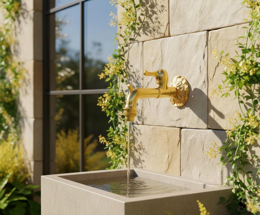 VARIOSAN Nostalgia Auslaufventil 11275, 1/2 Zoll, poliertes Messing, lange Wandfreiheit, massive Wandrosette