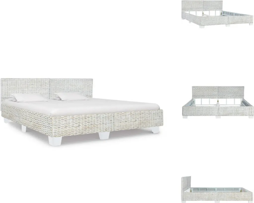 Lit Grande Taille 180x200 cm Gris en Rotin vidaXL pour Chambre Parent