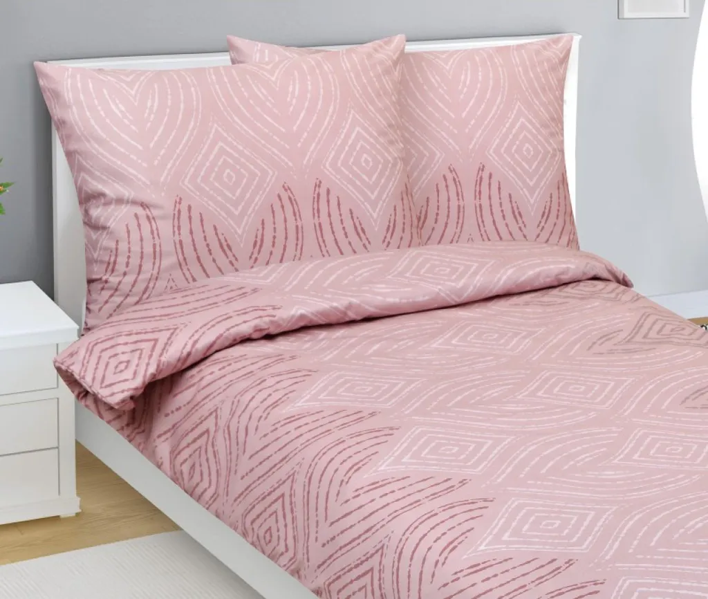 Housse de couette en Satin de coton Vieux rose 140x220 avec taie 70x90