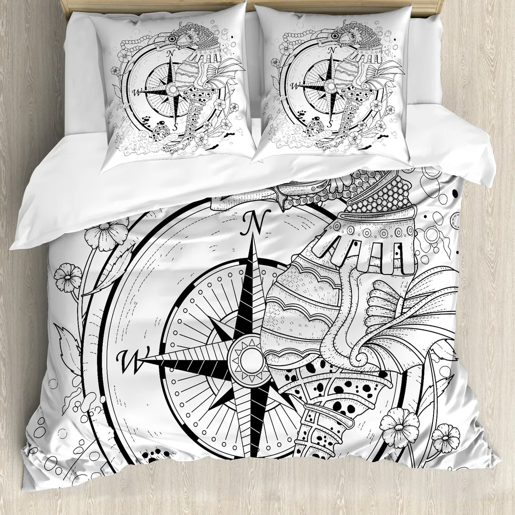 Set Letto ABAKUHAUS Seahorse Compass 155x220 - Stile Nautico Moderno