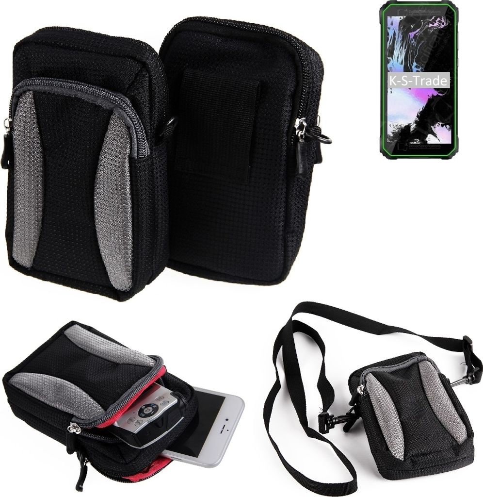 K-S-Trade Holster Schutz Hülle kompatibel mit Blackview Oscal S60 Pro Night Vision Handy Hülle Gürteltasche Umhängetasche mit Zusatzfach schwarz