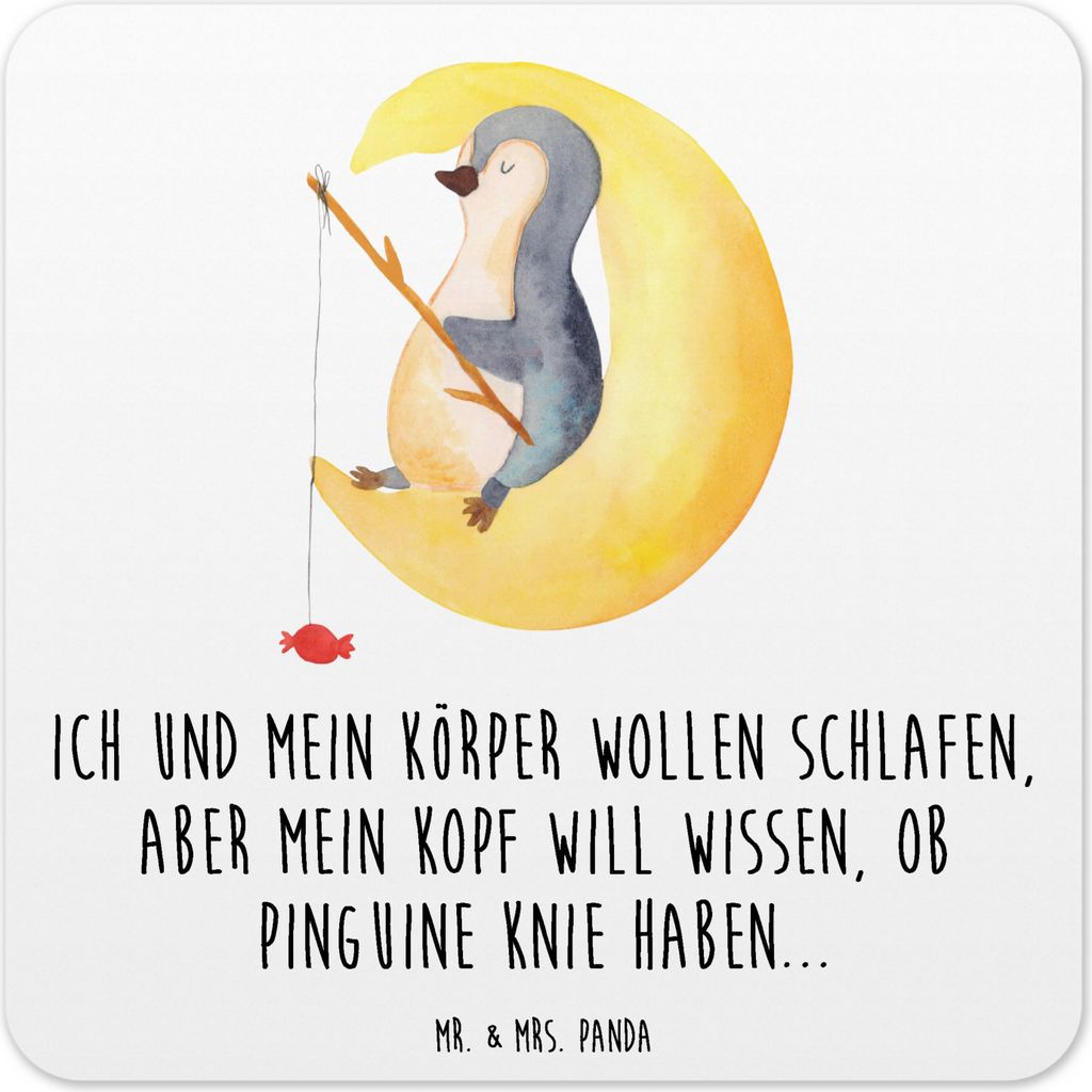Mr. & Mrs. Panda Untersetzer für Gläser Pinguin Mond 15er Set - Weiß - Geschenk, Süßigkeiten, Coaster, Tischuntersetzer, Neugierig, Glas-Unter...