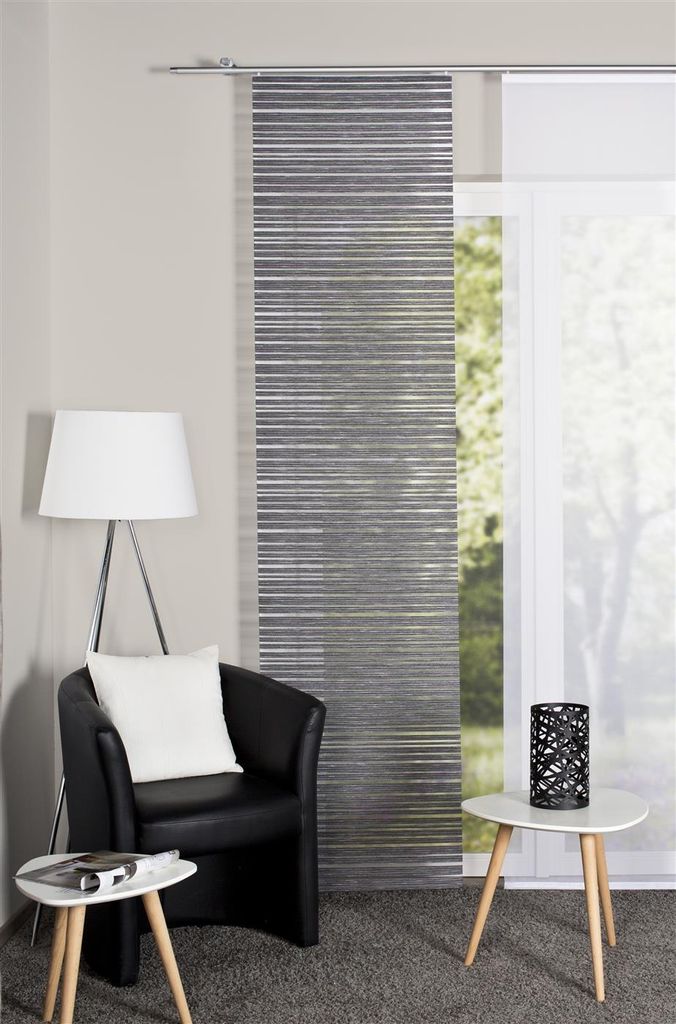 Home Wohnideen Schiebevorhang »FOLKE«, mit Querstreifen-Grund, halbtransparent, 245 x 60 cm (anthrazit) -