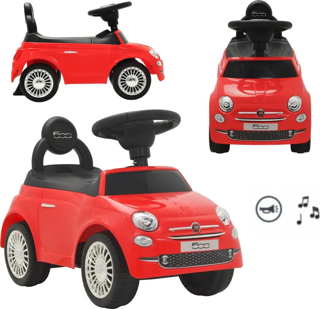 Jouet de marche Fiat 500 rouge pour apprendre à rouler et s'amuser