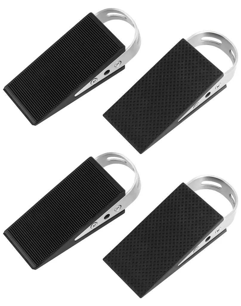 Lot de 4 Cales de Porte en Caoutchouc Noir Antidérapant pour Sol Lisse