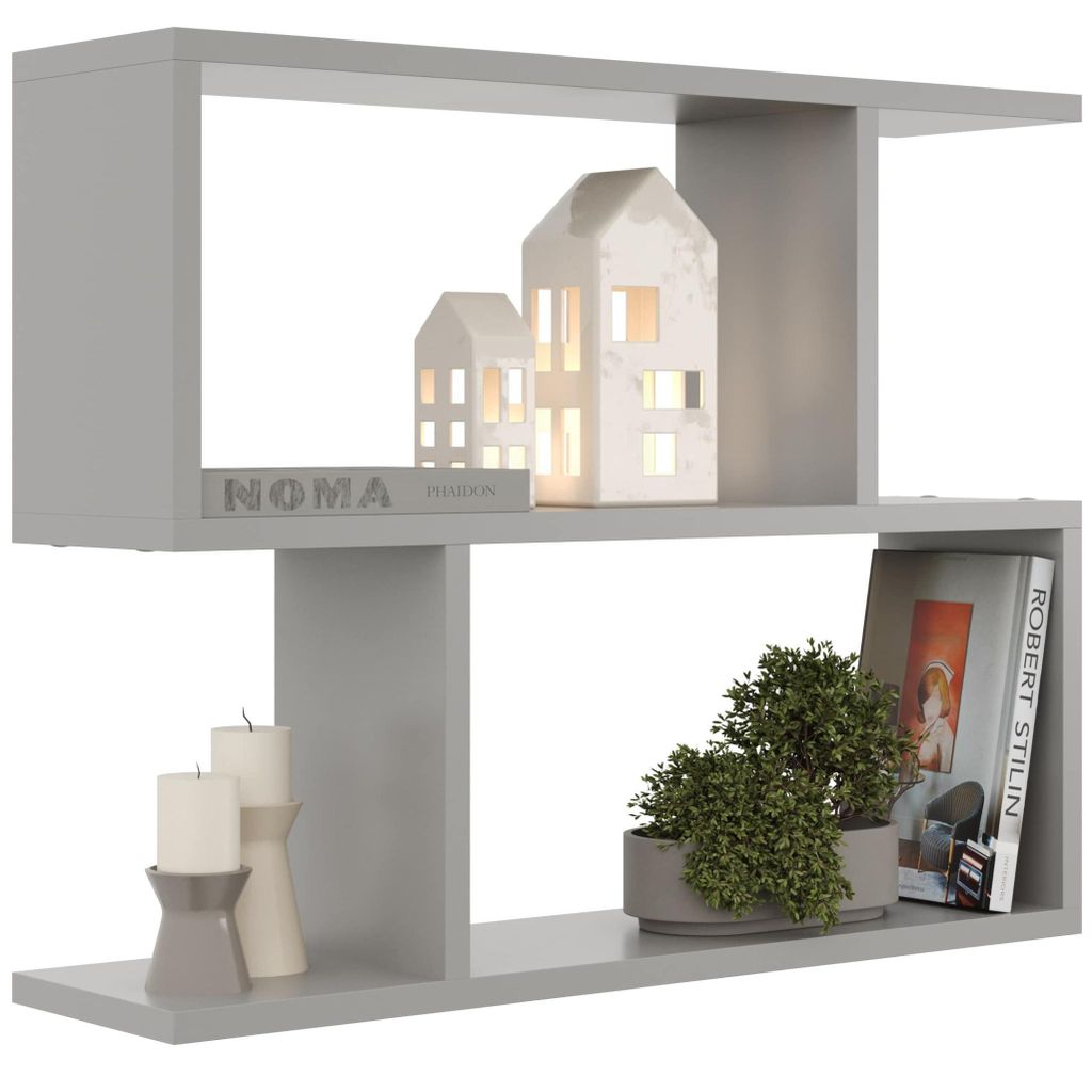Wandregal Grau – modernes Hängeregal aus Holzdekor, stilvolles Regal zur Wandmontage für Deko, Pflanzen und Accessoires, 70 cm breit