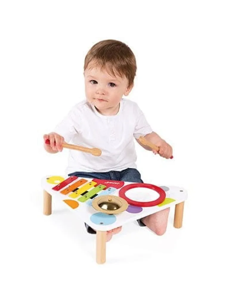 Janod Table à Musique Multicolore Confetti - Support Bois 4 Instruments - 12