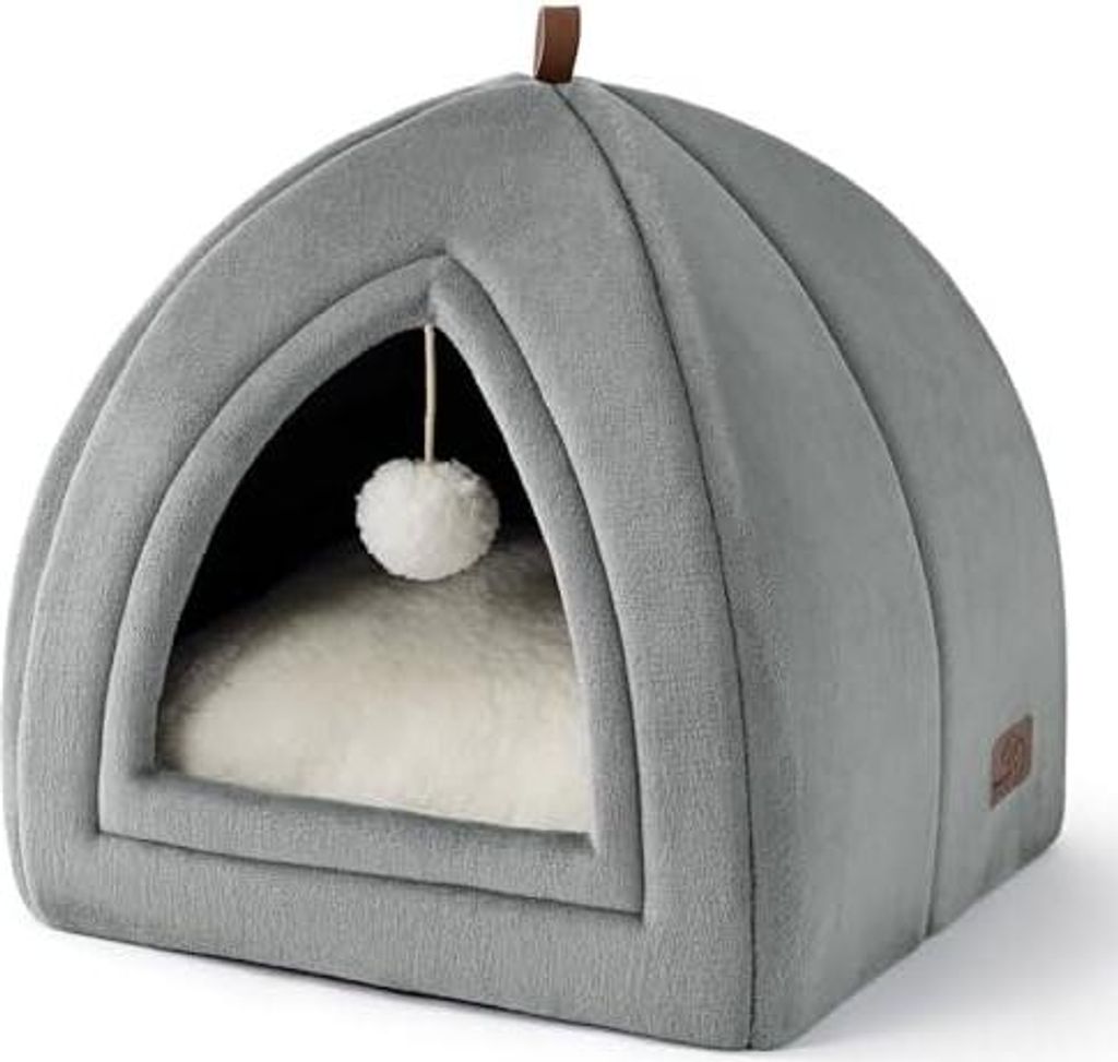 BEDSURE Katzenhöhle Katzen Grau - Faltbare Katzenbett mit waschbaren Kissen, Katzenzelt für Kätzchen kleine, mittelgroße Haustier, weiches und ...