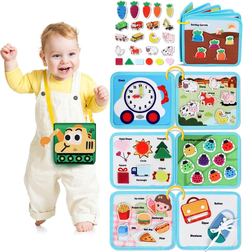 Busy Board 1-2 Jahre Montessori Spielzeug sensorisches edukatives Spielzeug mit 12 Aktivitäten