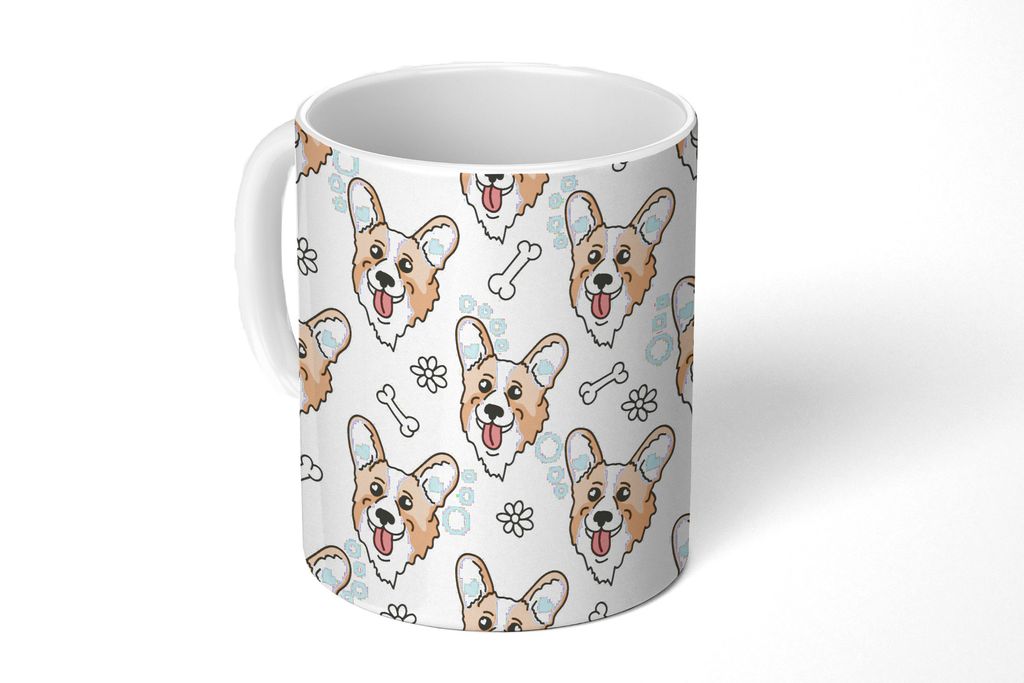 KitchenYeah Tasse Kaffeetasse Kaffeebecher 350 ml Muster - Hund - Corgi - Jungen - Mädchen - Kinder - Kinder Teetasse - Fototasse - Becher - Ker...