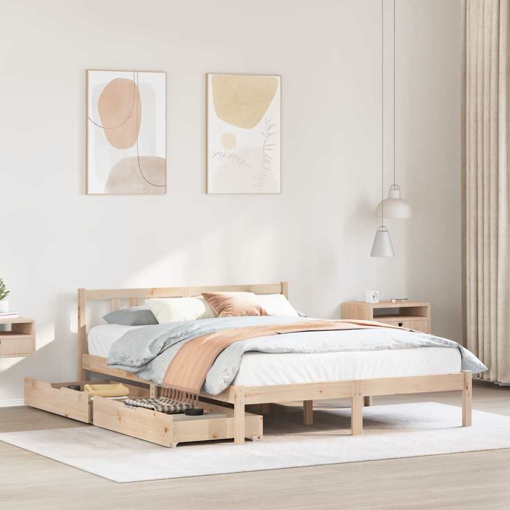 Maison Exclusive - Massivholzbett ohne Matratze 135x190 cm Kiefernholz