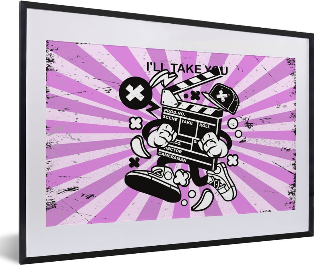 MuchoWow MuchoWow Gerahmtes Poster Filmklappe - Schuhe - Retro 60x40 cm - Poster mit zchwarzem Bilderrahmen - Schlafzimmer - Plakat in Rahmen -...