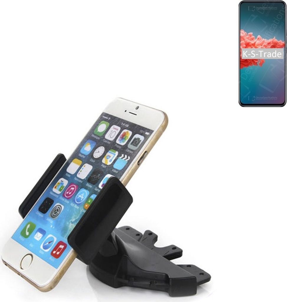 K-S-Trade CD Schlitz Halterung kompatibel mit Xiaomi Mi 10T Autohalterung KFZ-Halter Radio Handy Halterung 360° drehbar schwarz