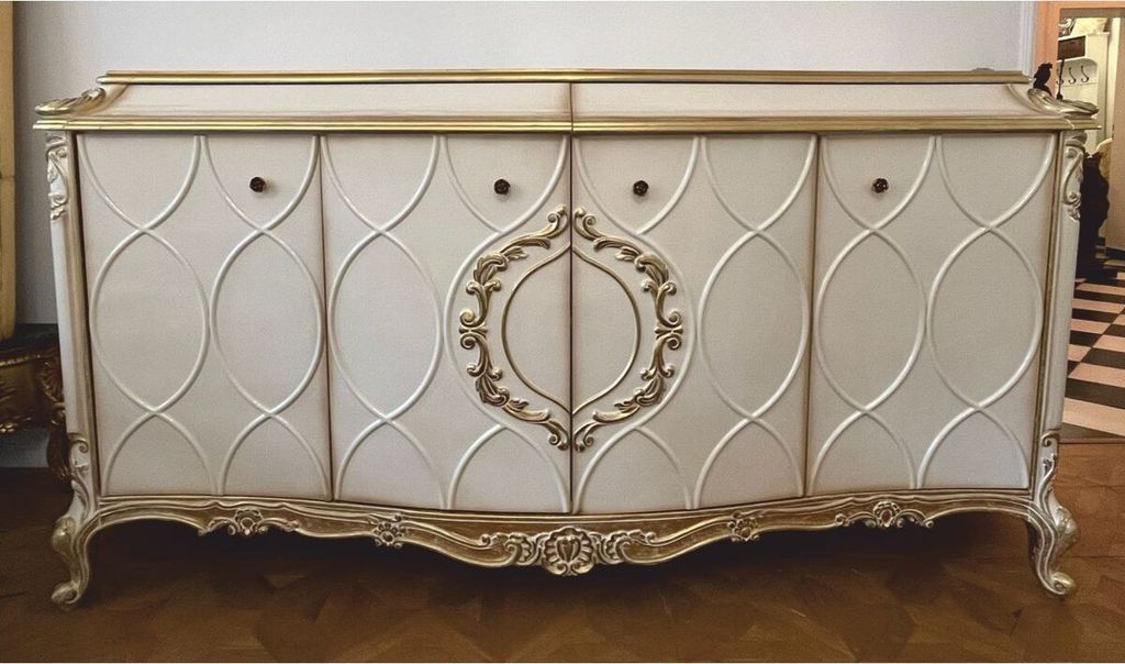 Casa Padrino Luxus Barock Sideboard Weiß / Antik Gold 254 Produktbild 