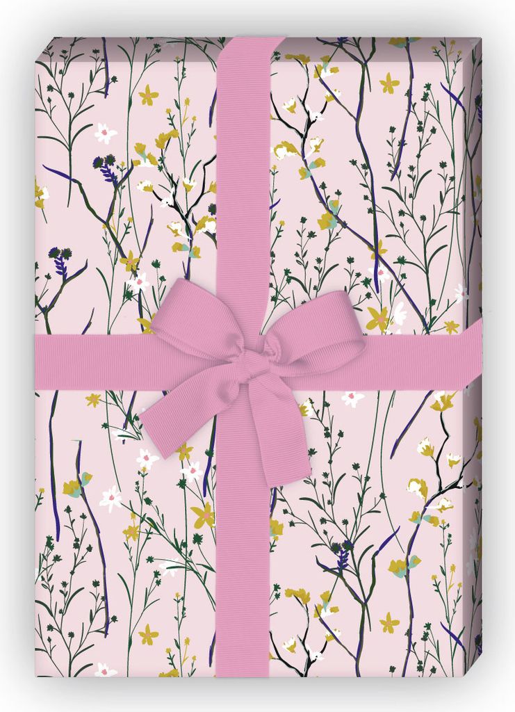 Zartes Natur Geschenkpapier mit Gräsern, rosa - G11627, 32 x 48cm