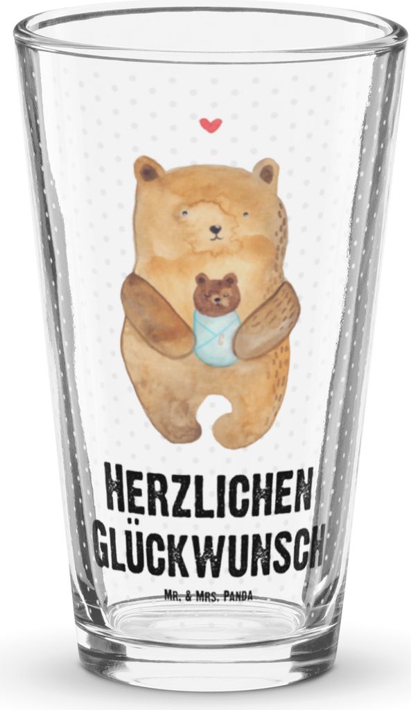 Mr. & Mrs. Panda Glas Bär Baby - Transparent - Geschenk, Teddy, Geburtstag, Taufe, Mutter, Tumbler, Pint, Longdrinkglas, Cocktailglas, Wasserglas,...