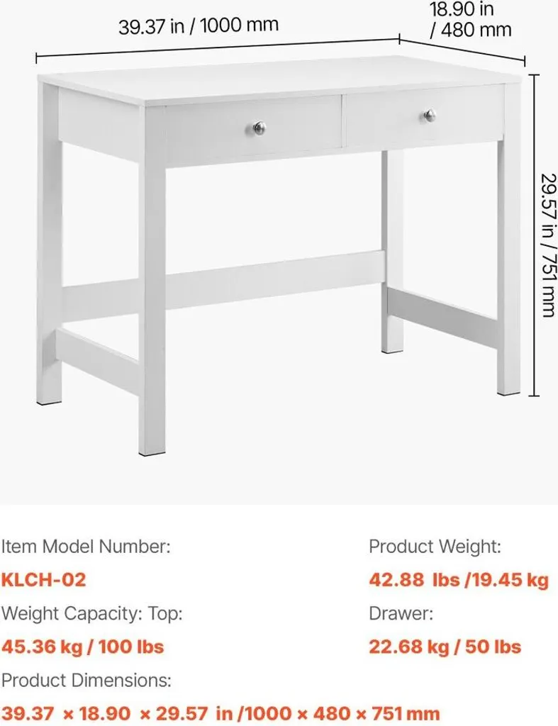 Bureau enfant blanc avec rangement table d'étude simple et compacte