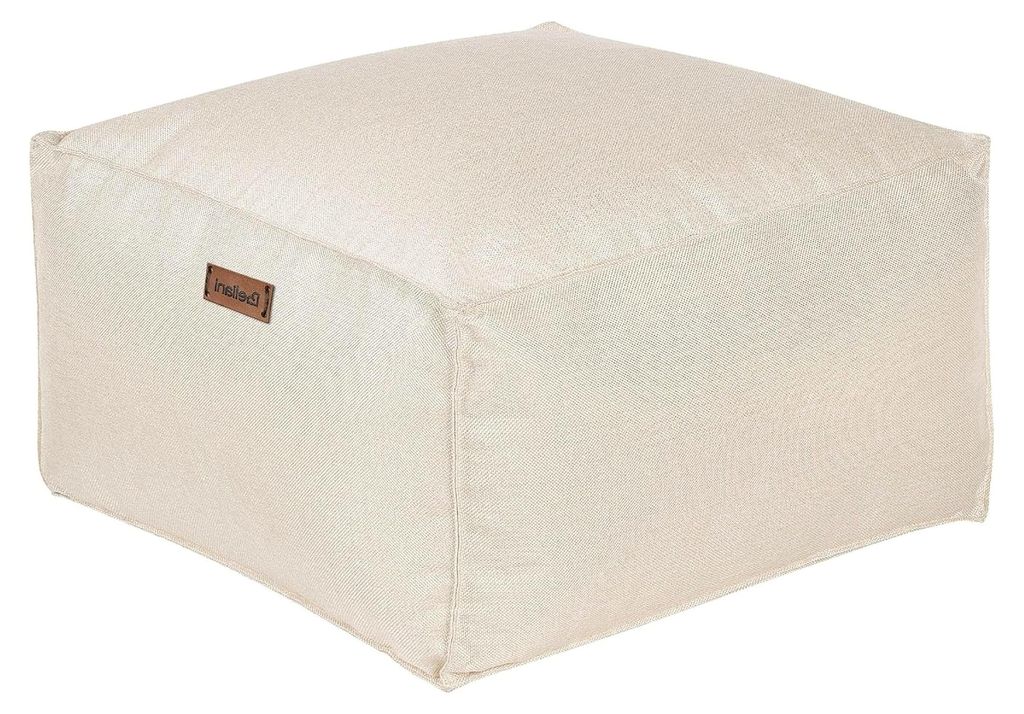 Sitzpouf Leinenoptik cremeweiß 50x50 cm Quadrat Modern Skandi Mukki