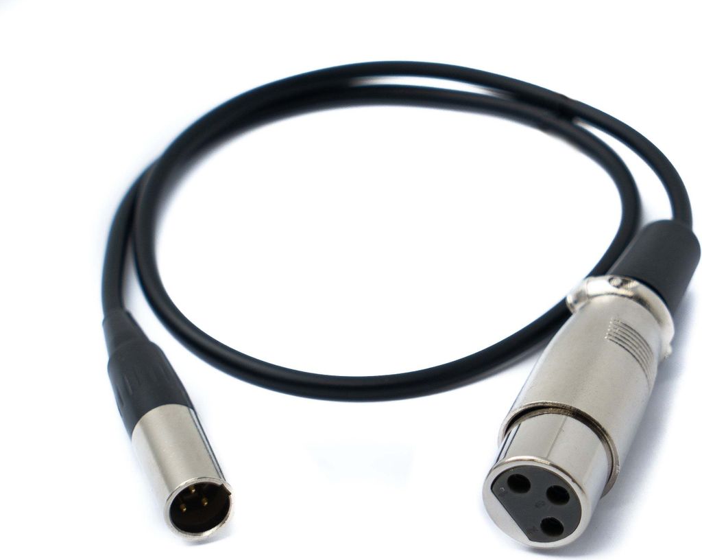 SYSTEM-S Audio Kabel 50 cm Mini XLR 3 polig Stecker zu XLR 3 polig Buchse Adapter Schwarz