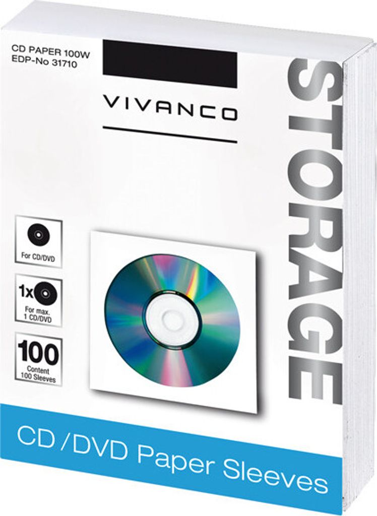 ViVanco™31710, Schutzhülle, 1 Disks, Weiß, 100 Stück(e), Produktbild 