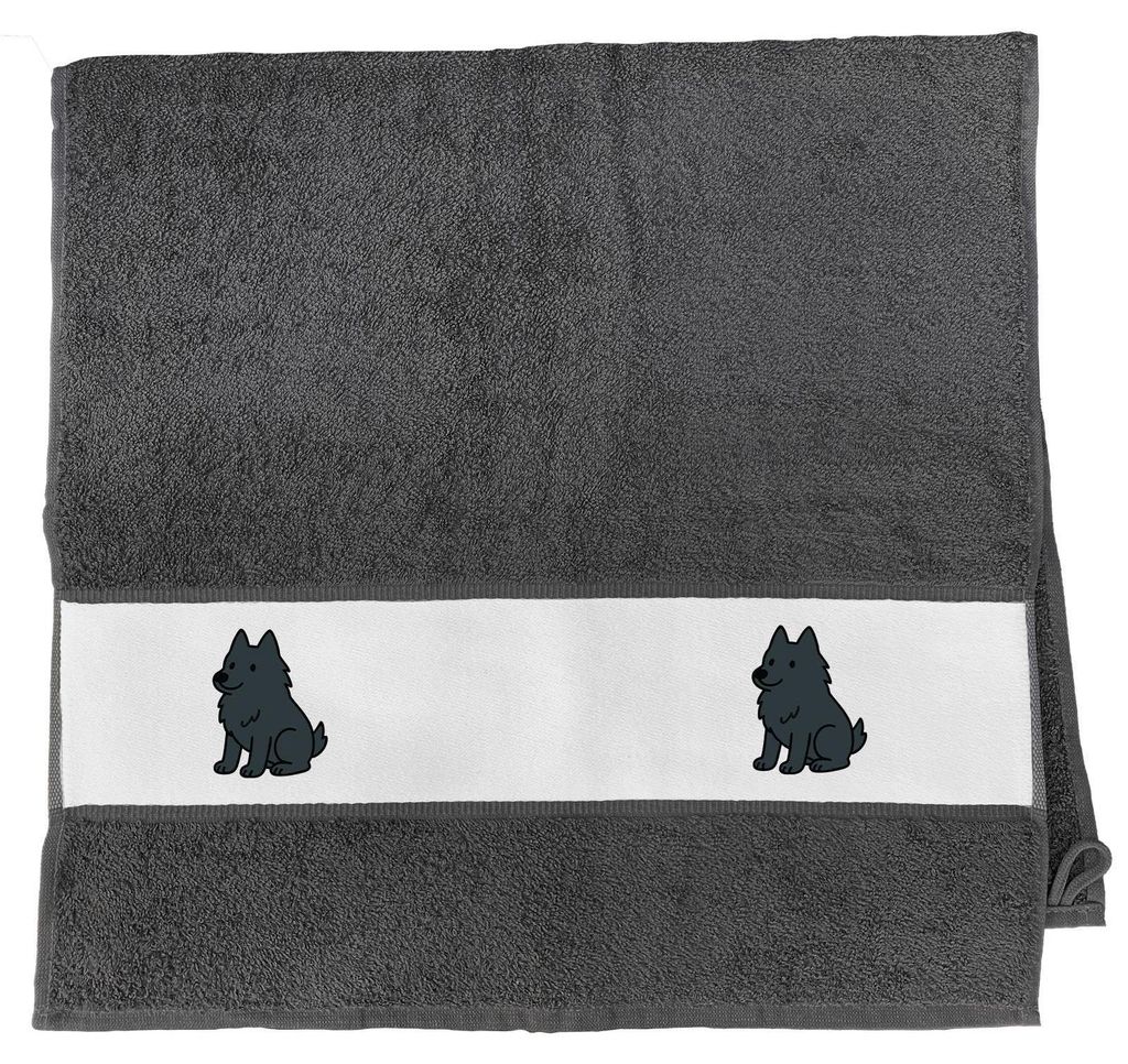 Huuraa Handtuch Schipperke Comic Schippi 50x100cm Graphite Baumwolle Handtuch Geschenkidee