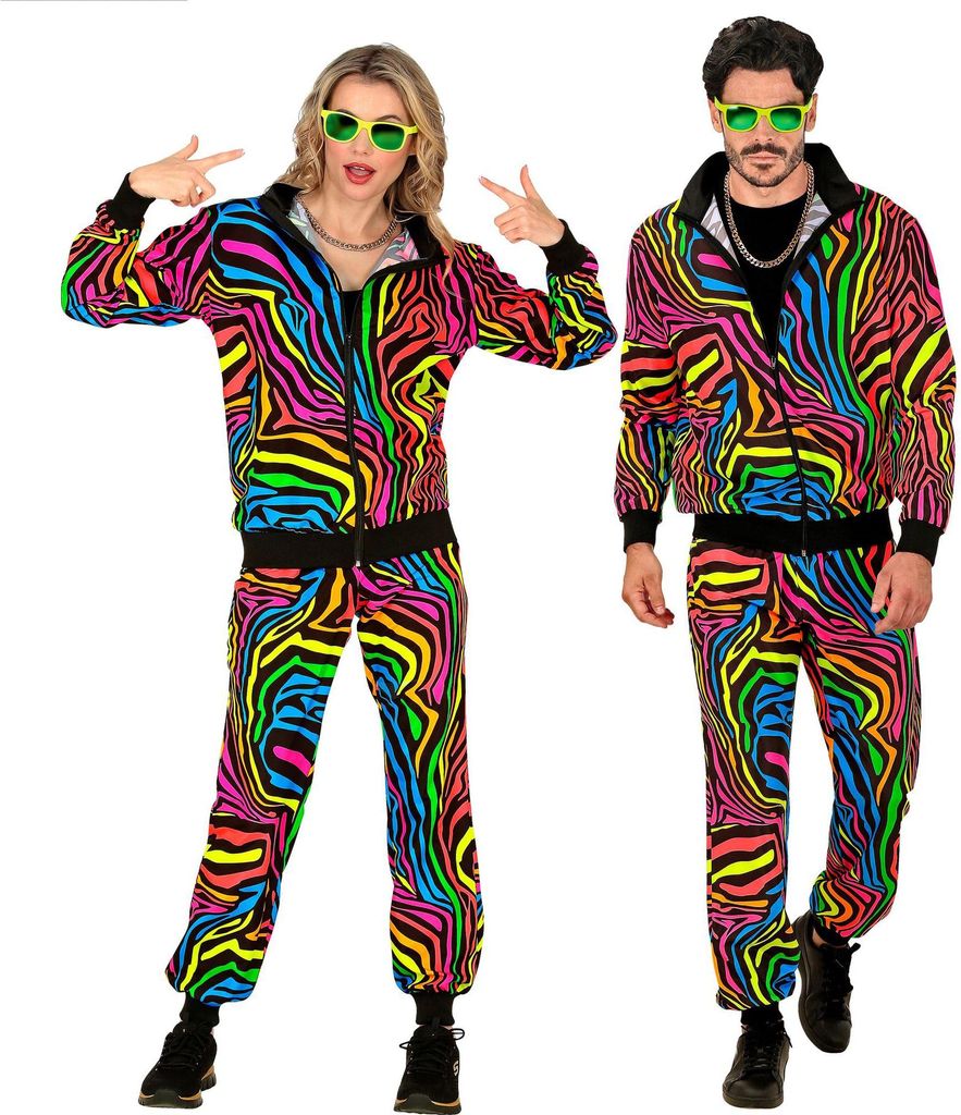 80er Jahre Trainingsanzug mit buntem Animal Print von Gr. Produktbild 