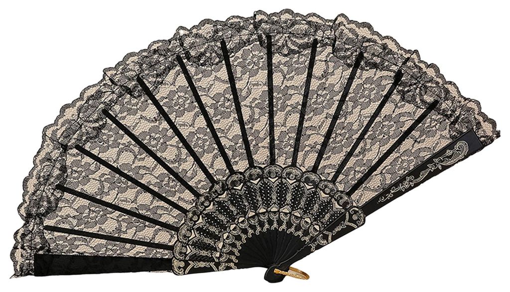 Chinesischer Fächer im Spitzenstil, faltbar, aus Kunststoff, traditionelles Blumenmuster, ergonomischer Griff, tragbarer Handfächer für Damen, i...