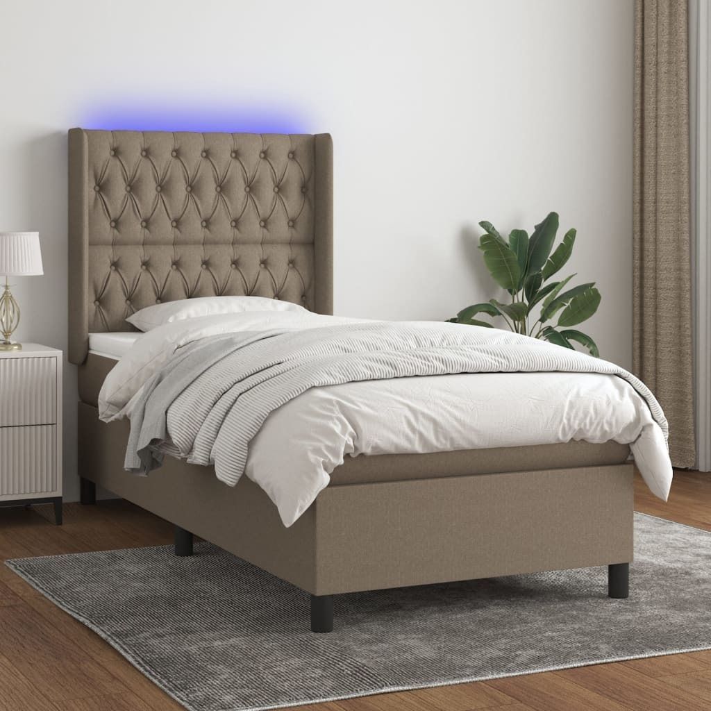 Maison Exclusive - Boxspringbett mit Matratze & LED Taupe 100x200 cm Stoff