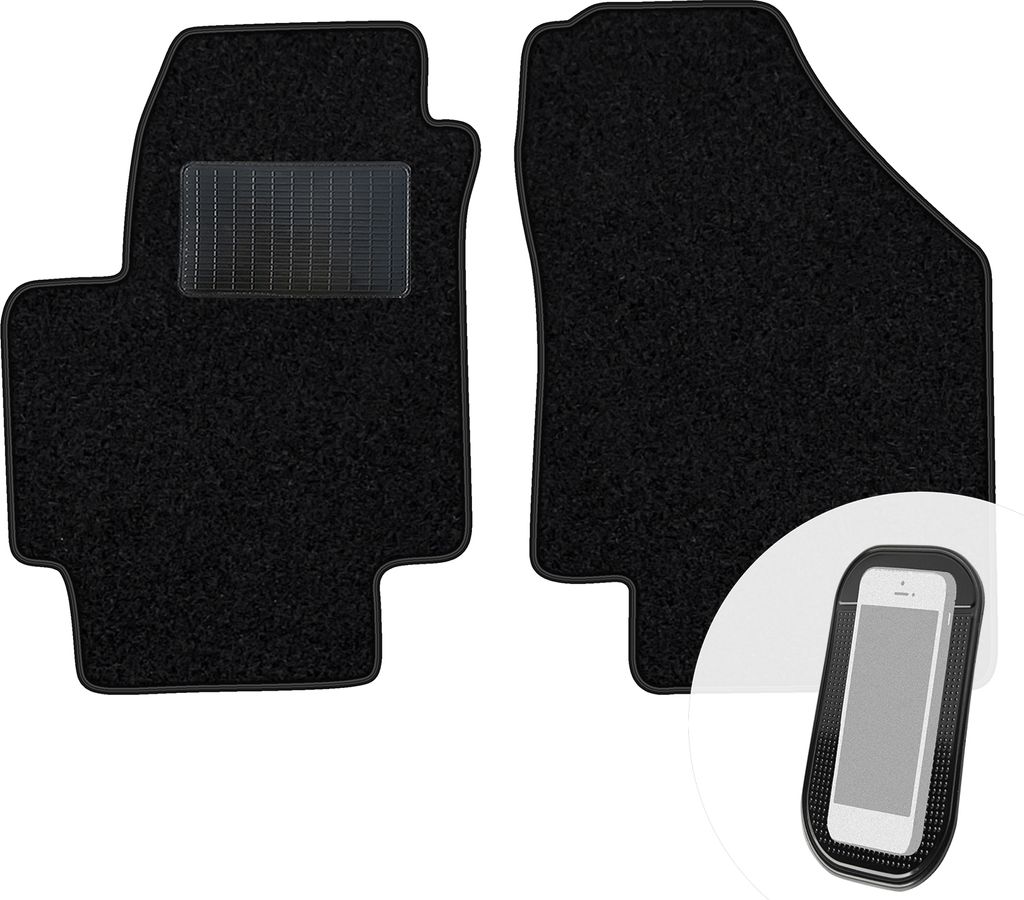 moto-MOLTICO Vorne Fußmatten Auto Velours Autoteppiche Schwarz Automatten Set 2-teilig passend für Hyundai Accent III 2006-2012