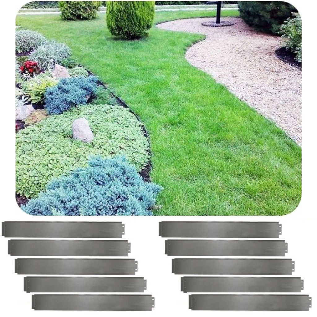 Jeu de 10 Bordure de Jardin en métal alu/zinc 14cm x 100cm Image du produit 