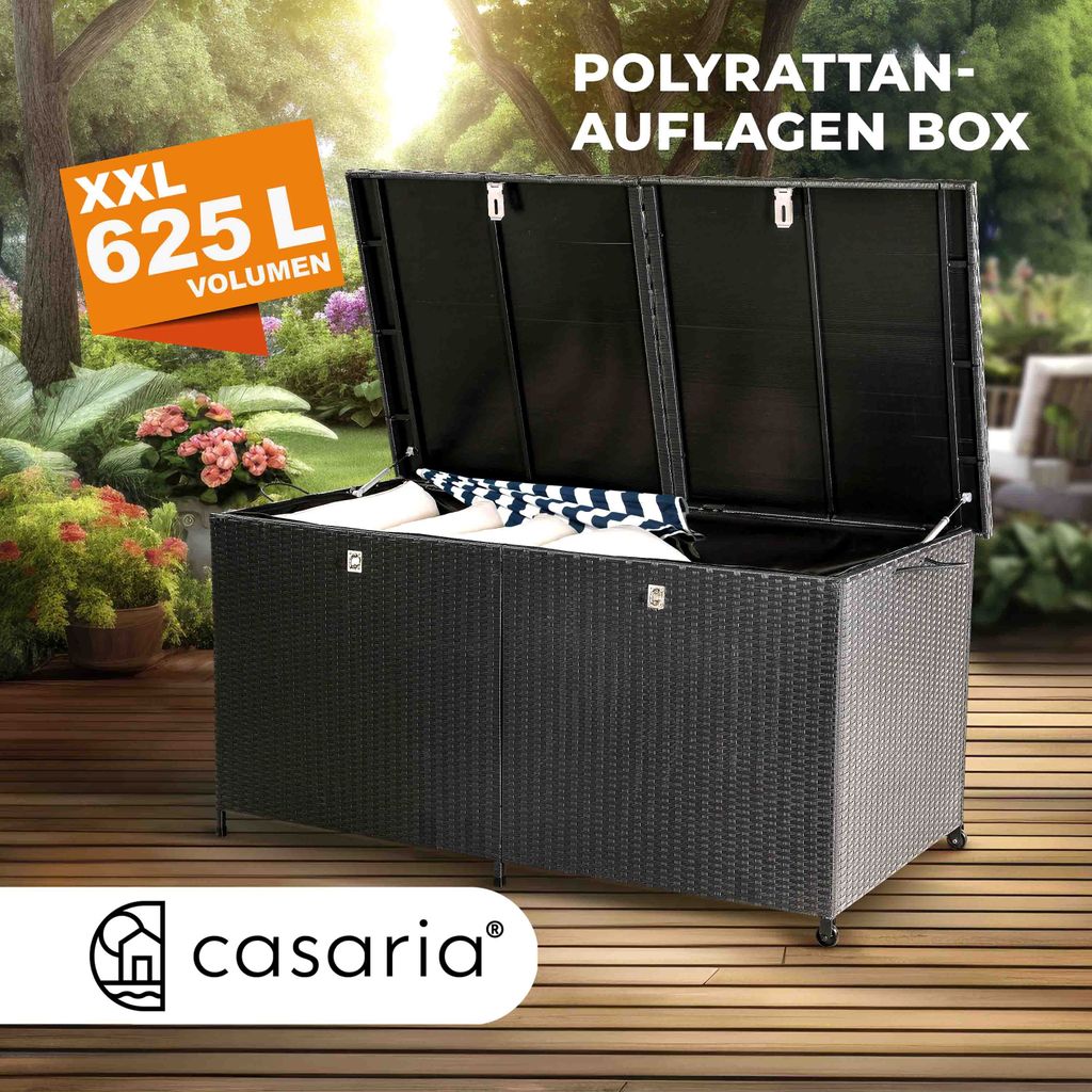 CASARIA® Gartenbox XXL Polyrattan Wetterfest 625L Produktbild 2