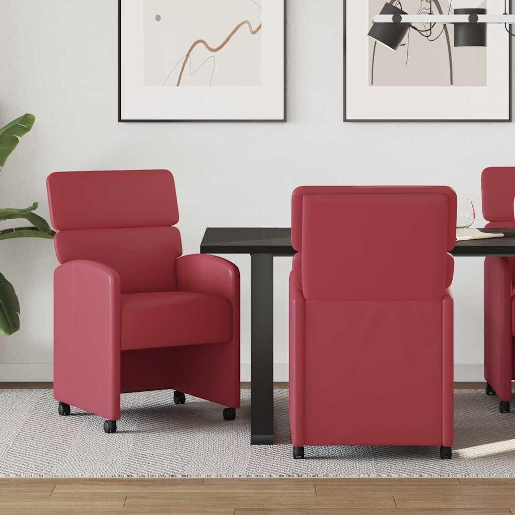 "Schlussverkauf" Esszimmerstühle 2 Stück - stylischen Essstuhl - Ergonomisches Design - mit Rollen - Weinrot 58x65x98 cm C14936