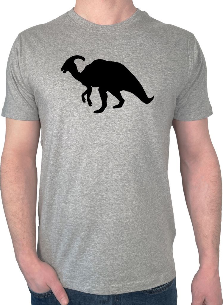 Huuraa Herren T-Shirt Parasaurolophus Dinosaurier XL Sport Grey Bio Baumwolle Fairtrade Herrenshirt Geschenkidee