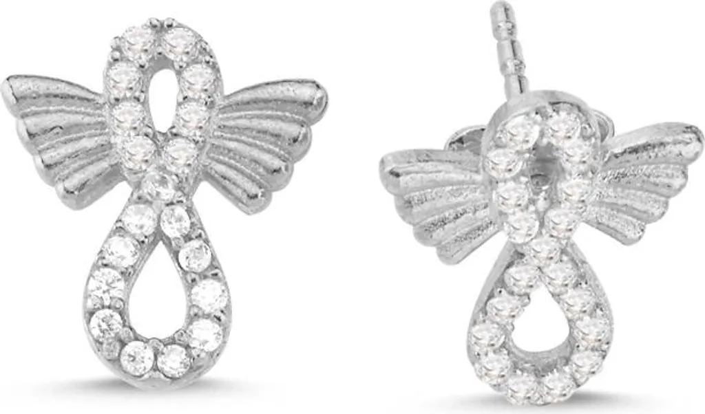 Pendantes Ailes Ange et Infini en Argent 925 pour Femme avec Cristaux