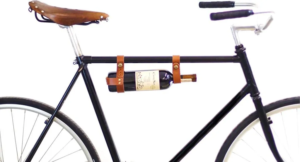Casier à vin en cuir fait main pour vélo avec tannage végétal, 1 pc