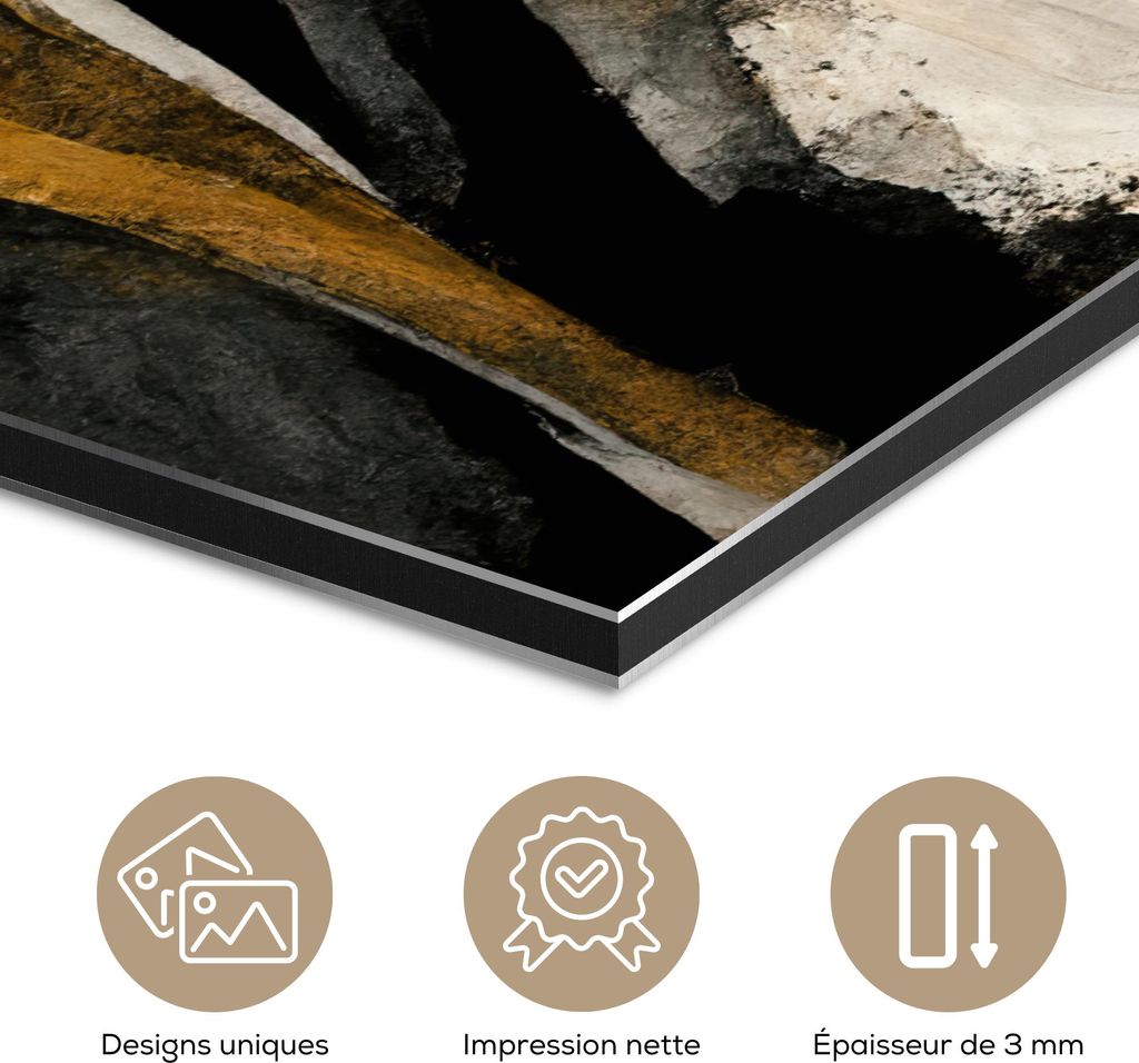 MuchoWow Wanddekoration Metall Metallbild Wandkunst 120x60 cm Farbe - Landschaft - Braun - Schwarz MuchoWow Aluminium Gemälde - Metalbilder