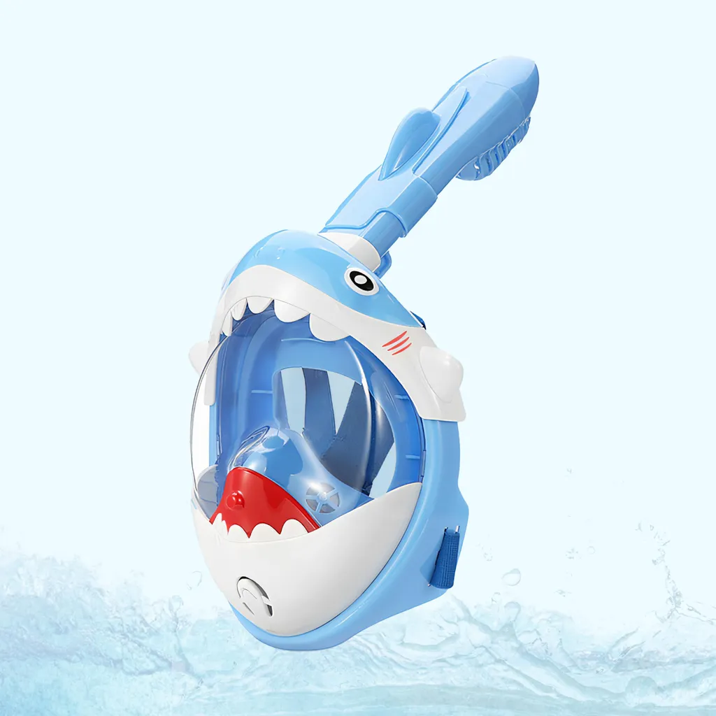 Masque de plongée avec tuba Dry Top et sangles réglables motif requin