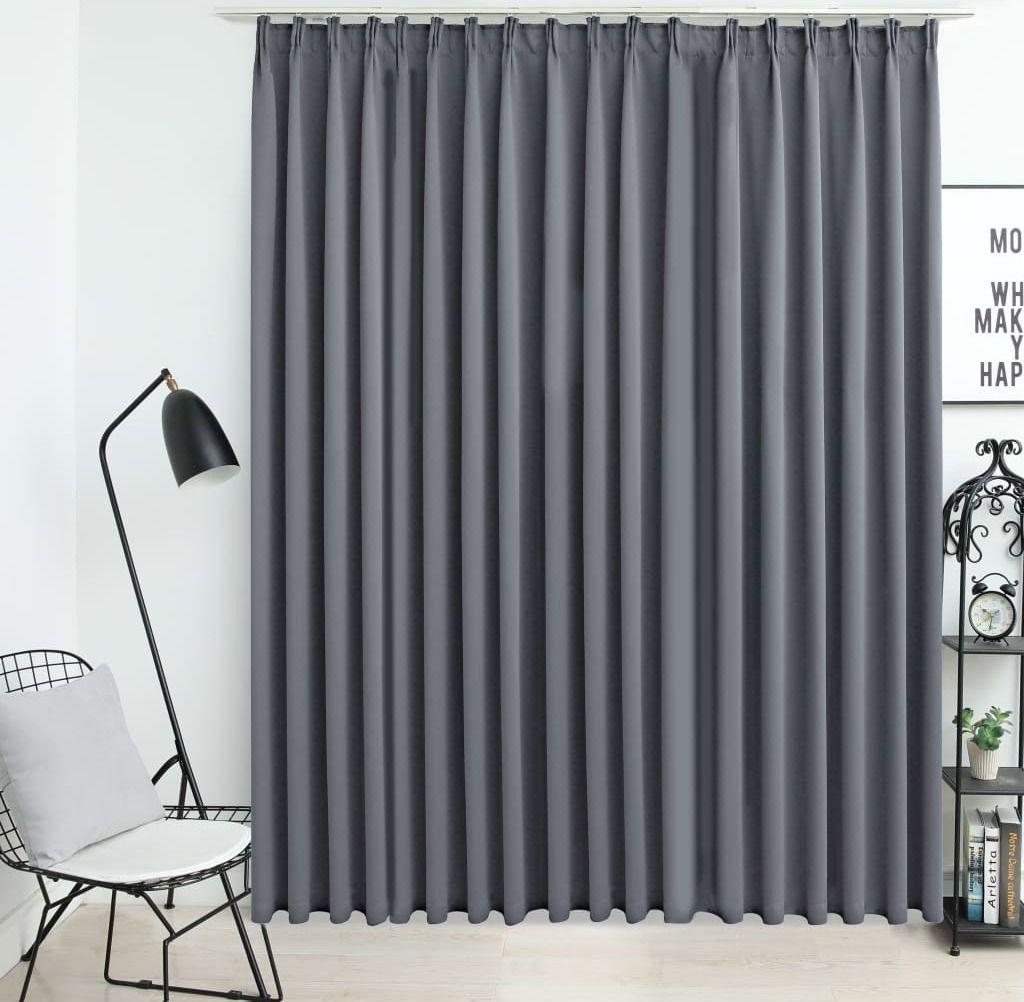 BEI CLORIS Verdunkelungsvorhang mit Haken Grau 290 x 245 cm - Gardinen & Vorhänge Neu6854328 1parcel