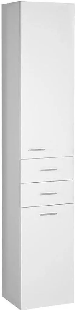 Colonne de salle de bain suspendue avec panier à linge 184cm blanc Zoja