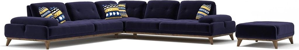 Design Blau Ecksofa L-Form Polster Sitz Polstermöbel Wohnzimmer Couchtisch