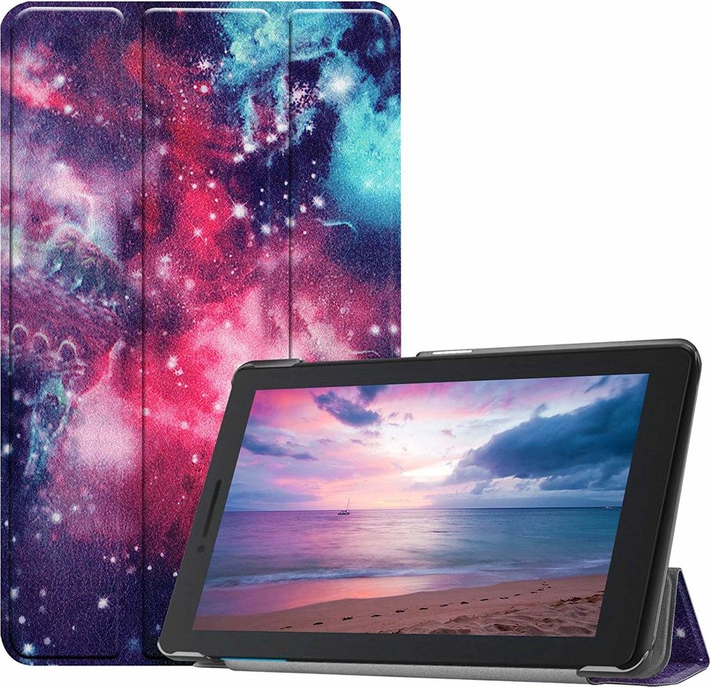 Case2go - Hülle kompatibel mit Lenovo Tab E8 8 inch (2019) - Mit Standfunktion - Kunstleder Tablet Case Schutzhülle - Galaxis