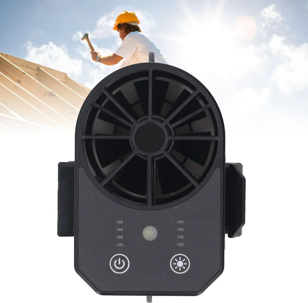 Ventilateur de taille USB 8000mAh portable 4 vitesses avec LED noir - 2